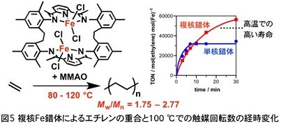 図５複核Fe錯体によるエチレンの重合と100℃での触媒回転数の経時変化.jpg